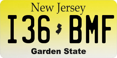 NJ license plate I36BMF