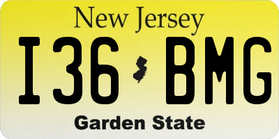 NJ license plate I36BMG