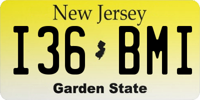 NJ license plate I36BMI
