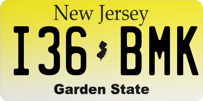 NJ license plate I36BMK