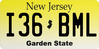 NJ license plate I36BML