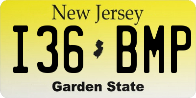 NJ license plate I36BMP