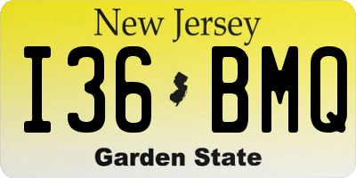 NJ license plate I36BMQ