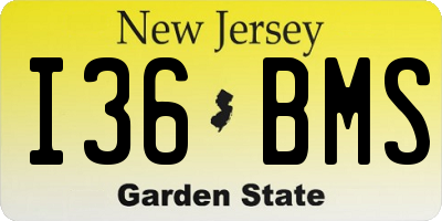 NJ license plate I36BMS