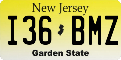 NJ license plate I36BMZ