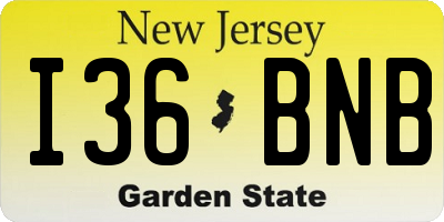 NJ license plate I36BNB