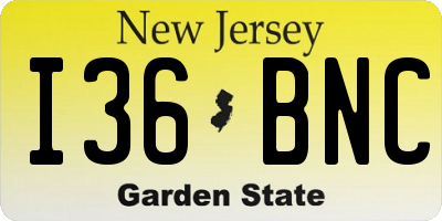 NJ license plate I36BNC