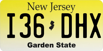 NJ license plate I36DHX