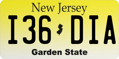 NJ license plate I36DIA