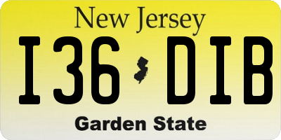 NJ license plate I36DIB