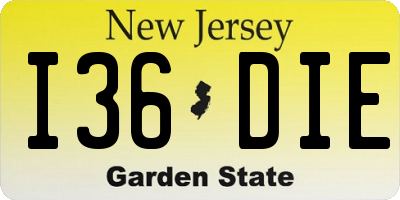 NJ license plate I36DIE
