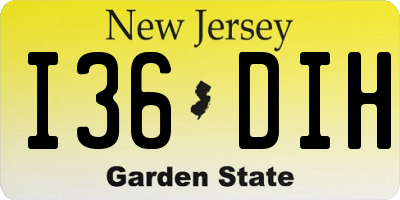 NJ license plate I36DIH