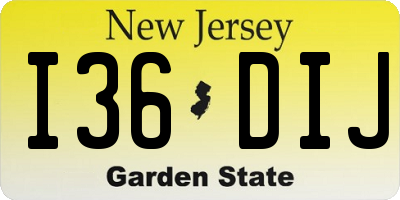 NJ license plate I36DIJ