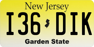 NJ license plate I36DIK
