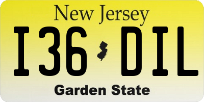 NJ license plate I36DIL