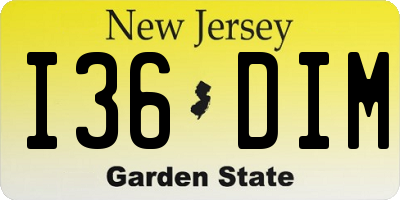 NJ license plate I36DIM