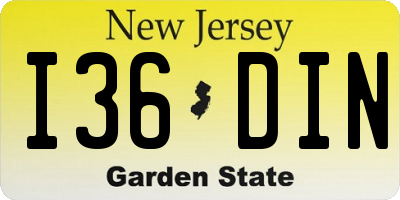 NJ license plate I36DIN