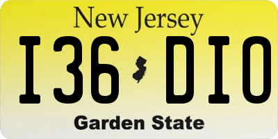 NJ license plate I36DIO