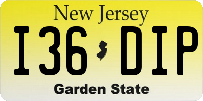 NJ license plate I36DIP