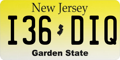 NJ license plate I36DIQ