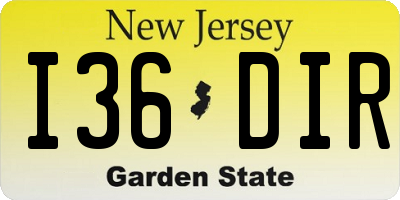 NJ license plate I36DIR