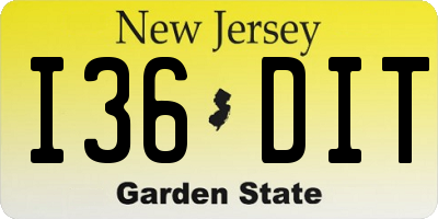 NJ license plate I36DIT