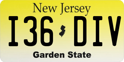 NJ license plate I36DIV
