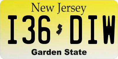 NJ license plate I36DIW