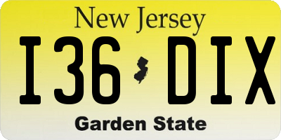 NJ license plate I36DIX