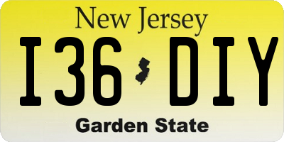 NJ license plate I36DIY