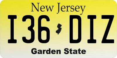NJ license plate I36DIZ