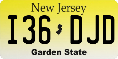 NJ license plate I36DJD