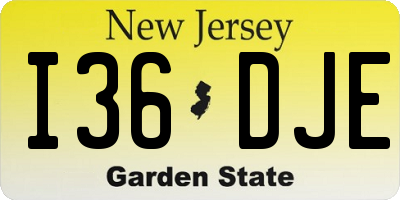 NJ license plate I36DJE