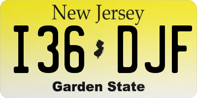 NJ license plate I36DJF