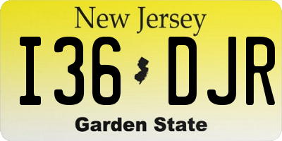 NJ license plate I36DJR