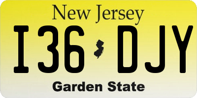 NJ license plate I36DJY