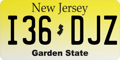 NJ license plate I36DJZ