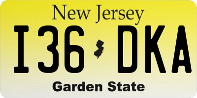 NJ license plate I36DKA