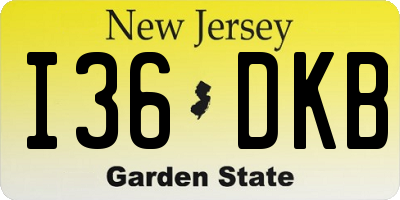NJ license plate I36DKB