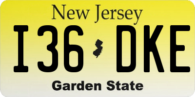 NJ license plate I36DKE