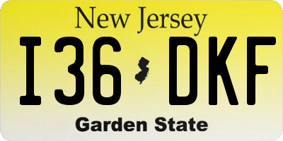 NJ license plate I36DKF