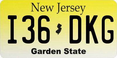 NJ license plate I36DKG