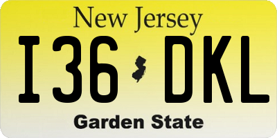 NJ license plate I36DKL