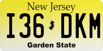 NJ license plate I36DKM