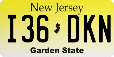 NJ license plate I36DKN