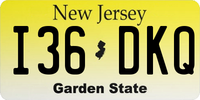 NJ license plate I36DKQ