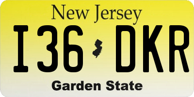 NJ license plate I36DKR