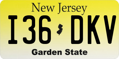NJ license plate I36DKV