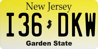 NJ license plate I36DKW