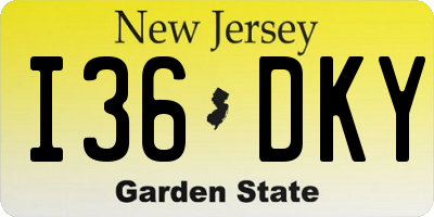NJ license plate I36DKY
